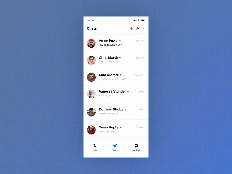 ✉️ Animation | Messaging App animation app blue dailyui dailyui 013 dailyuichallenge design direct messaging dm minimalistic mobile modern motion design ui ui design ux ux design whitespace