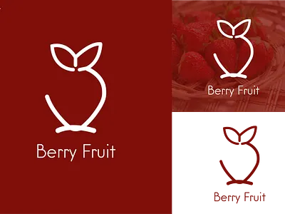 Strawberry design flat illustration logo minimal vector