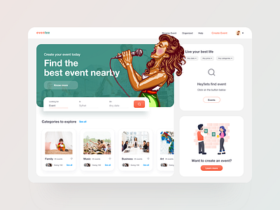 Event Web UI 2019 cartoon catagorycart clean color dashboard dashboard design dashboard ui event eventmanager illustration managment minimalist search web webapplication website