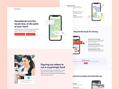 RunHunters Website app clean minimal mobile one page site simple ui ux web webflow