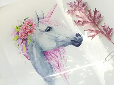 Watercolor unicorn animal art baby animals baby shower illustration nursery wallpaper watercolor watercolor animal watercolor unicorn