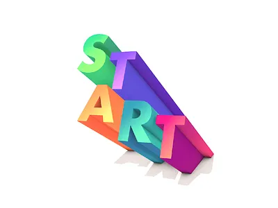 It's a start 3d 3d typography 3dfordesigners 3dtype cinema4d environment geometric gradient lighting maxonc4d perspective typogaphy