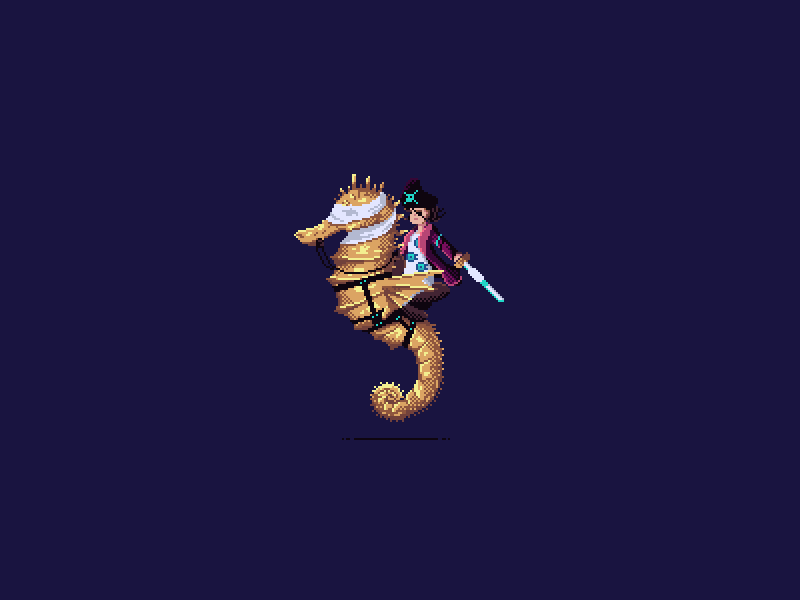 Seahorse animation character creature idle cycle illustration pixel art sprites