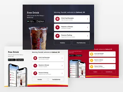 Pilot Flying J - Promoted Content Initial Drafts advertising design desktop energy gas kiosk promoted content responsive sponsored travel truck stop ui ui design web design
