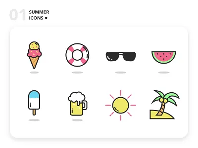Summer Icons adobe illustrator design flat graphic design graphic art icon icon design icon set iconography icons illustration illustrator vector