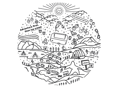 An ode to Squamish branding cabin collage design graphic design illustration illustrator logo mountain squamish sticker vancouver vector