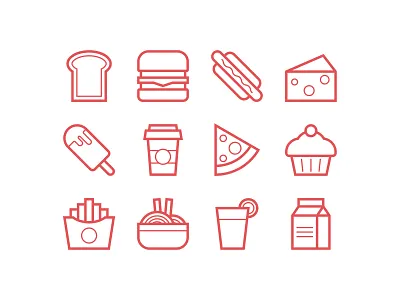 Food & Drink Line Icons drink food icon line ui user interface
