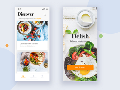 Delish branding design flat mobile ui ux