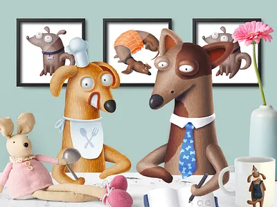 Just Dogs, again :D art card cartoon character design dog dogs doodle drawing illustration nursery poster printable typography