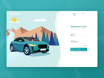 Login System car design illustration login login page telematics ui web