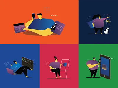 5 Roles Character character characterdesign design facebook facebook ad illustration vector visual design