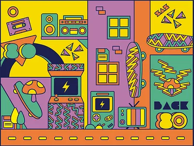 Back To The 80´s 80s 80s style colorful illustration