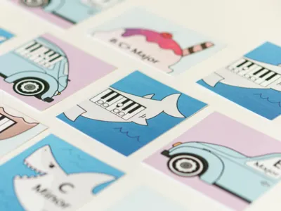 Pentascale Flashcards car children education education website flashcards funny ice cream illustration learning music pentascale piano shark