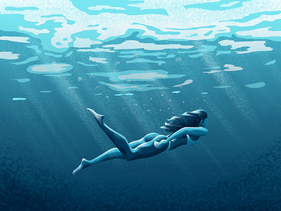 Swim your worries away blue character design explore flat girl girl illustration illustration minimal minimal art nature painting photoshop pool sea swim swimming underwater vector water