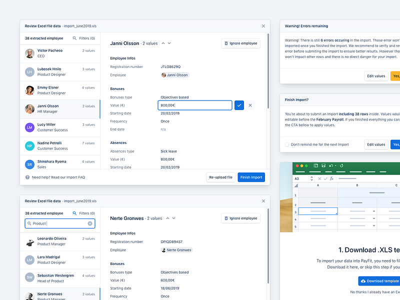 Imports Flow 🔄 dashboard data edit flow import interface metadata minimal modal popup product search tags ui users ux xls