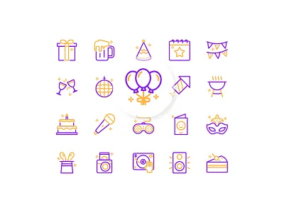 Let's Party duotone icon icon design icon set iconography interface line outline party ui