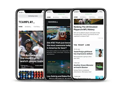 Mobile Web (Teamplay_) article blog blogging browser design interface iphonex layout mobile navigation news sports tiles ui ux web website