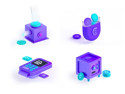 CakeWallet Illustrations bank banking bitcoin card cinema4d transaction credit crypto exchange figma finance fintech maise monero money octane pay payment visa wallet xmr