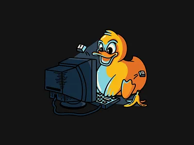 Rubber Ducking animal banana black brand branding character color concept creative cute dark design duck flat graphic graphic design illustration minimal tech vector