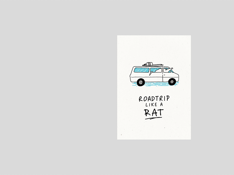 Roadtrip Like A Rat canada cartoon funny hand lettering handdrawn handmade illustration illustrations print design roadtrip sketch travelling vanlife zine zinegraph zines
