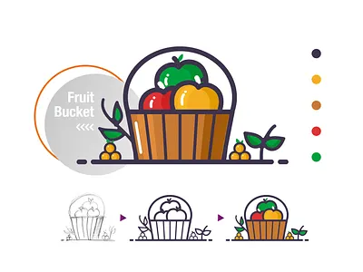 Fruits are nature's candy design flatdesign food fruitbucket fruits icon illustration logo vector