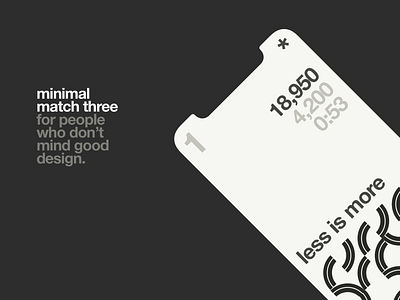 Minimal Match Three app app design design game games monotone typography