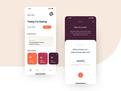 Mindfulness App app application design emotions journalism netguru product design psychology reflect self care ui ux