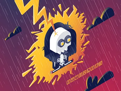 It's (a)live alive illustration lightning live monocle rain skeleton struck vector zapper zero day