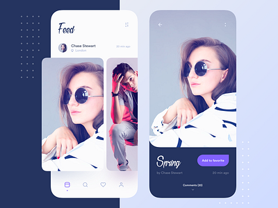 Feed app application blue clean favorites feed image interface ios mobile search ui ux
