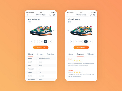 Nike Air Max 98 app design application design ecomerce ecommerce app ecommerce design nike nike air max ui design uiux user experience userinterface uxdesign