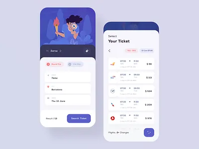 Trip ticket account app application bus design flight interface ios ticket train ui user ux vector