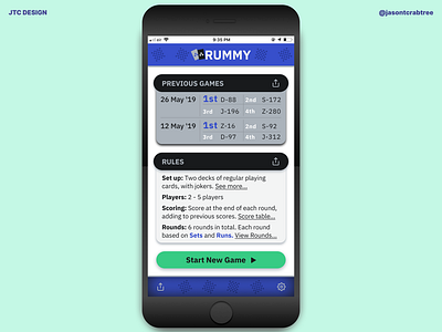 Card Game Scoring App Concept app design card design ui