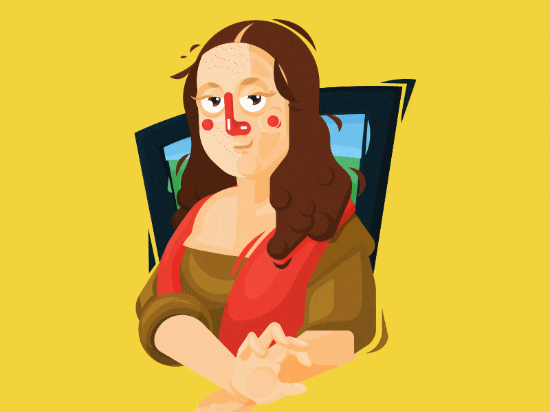 Mona Lisa shows ok ;) 2d animation art artist artwork charachter design characters design flat fun game game design gif illustration masterpiece mona lisa motion design motion graphic sticker vector
