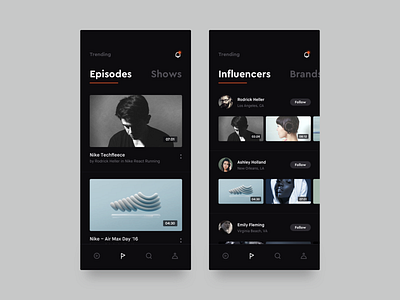 Trending list app applications brandnew dark dark app episodes influencers interface ios list mobile simple social trending ui video youtube
