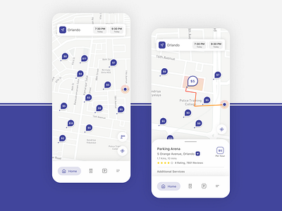 Parking App app booking design dribbble ios ios app map map marker parking parking app pin ui uiux ux