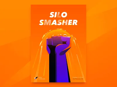 Silo Smasher brand identity collaboration conference design event hands illustration poster superhero superpower vector wrike