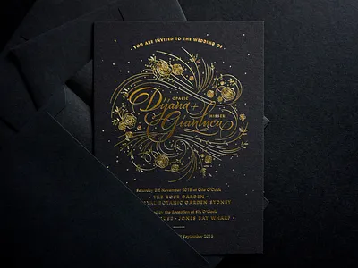 Wedding Invitations botanical clean elegant floral flowers gold gold and black gold foil lettering minimal sophisticated stationery type typography wedding wedding card wedding invitation wedding invite wedding stationery weddings
