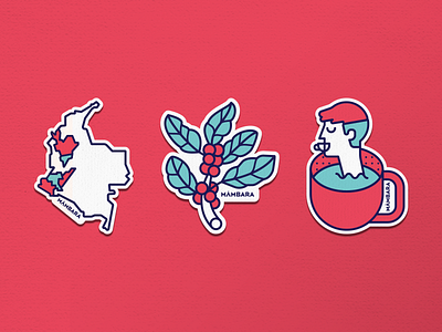 Stickers - Mambara branding coffecup coffee coffee bean coffeeshop coffelover colombia design illustration logo plants sticker stickers stickerspub ui vector