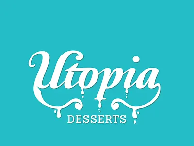 Utopia Desserts custom lettering hand drawn logo sweet swirls utopia