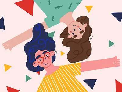 Soulmates 2d art best bff character design drawing flat friends friendship girls illustraion procreate soulmates