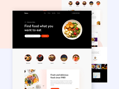 Restaurant Home page 2d 3d animation b2b best design branding design design trends flat design illustration isomatric logo trending design typography ui design user experience user interface vector web design website