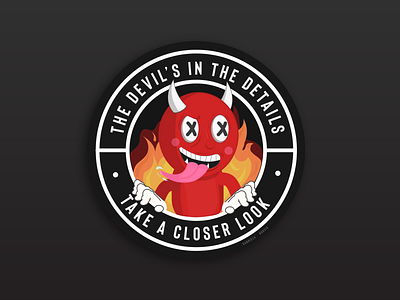 Devil's in the Details (plus some details) 2d art 50s badge badge design badge logo cartoon design devil flames horns hot illustration look tongue vintage