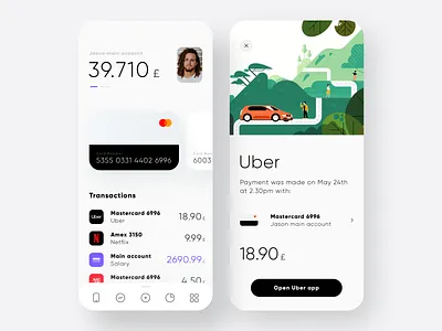 Bank app exploration app bank banking credit dashboard design ios minimal uber ui ux