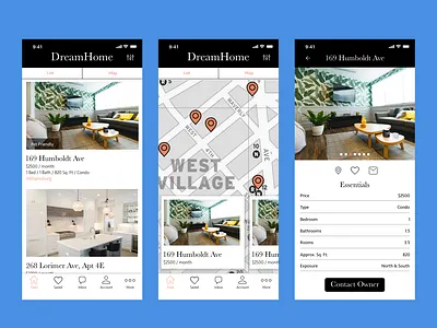 Dreamhome apartment app brand branding city real estate clean design flat identity logo minimal property real estate type typography ui ux vector web