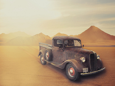 Old Car adobe brush brushes car desert manipulation old photoshop