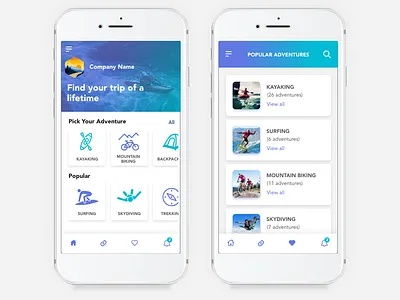 Adventure Dashboard adobe xd adventure mobile mobile app ui