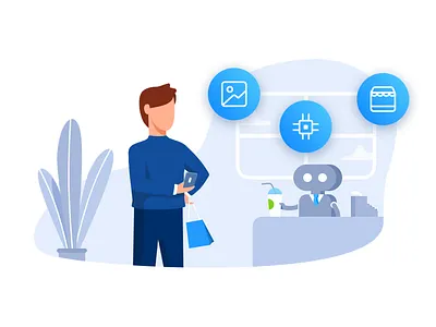 Illustration ai chatbot drawing icons illustration robotics shopping vector