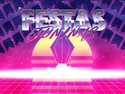 Festas juninas retrowave brasil design festa junina illustration photoshop retrowave vaporwave vector