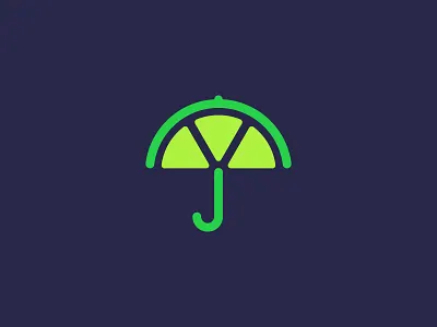 Limebrella Logo brand branding design flat fruit graphic design green icon identity illustration lemon lime logo logo design logodesign mark minimalist orange symbol umbrella