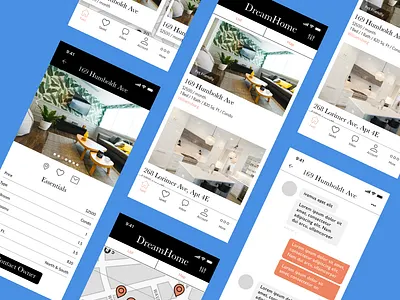 dreamhome apartments app art brand branding city clean design flat housing identity minimal property real estate real estate app typography ui ux vector
